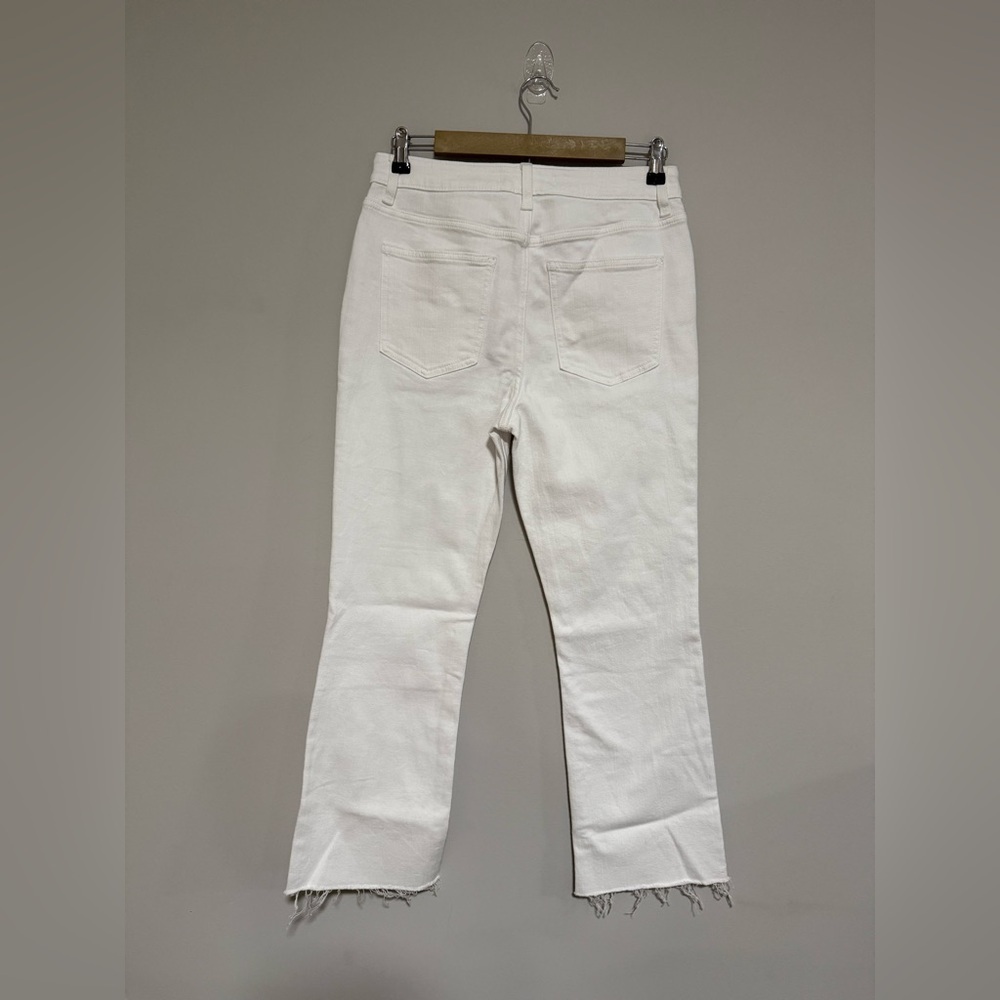 Eunina White Emery High Rise Cropped Frayed Hem Jeans Size 30 Preppy Classic - Picture 2 of 11